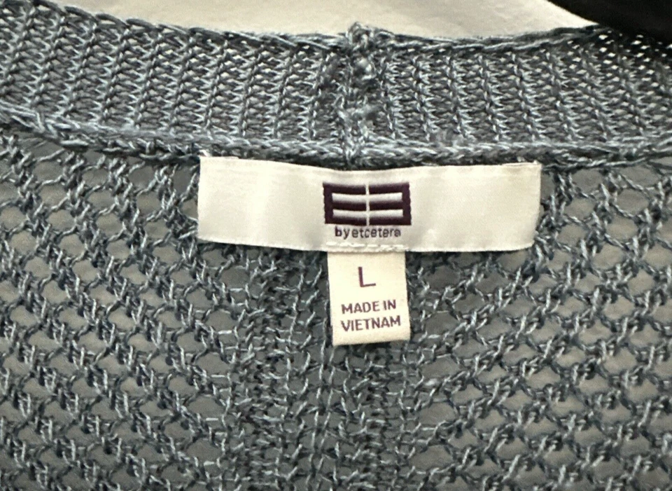 Etcetera 毛衣大号灰色女式开衫长开襟针织亚麻混纺 — 第 3/4 张图片