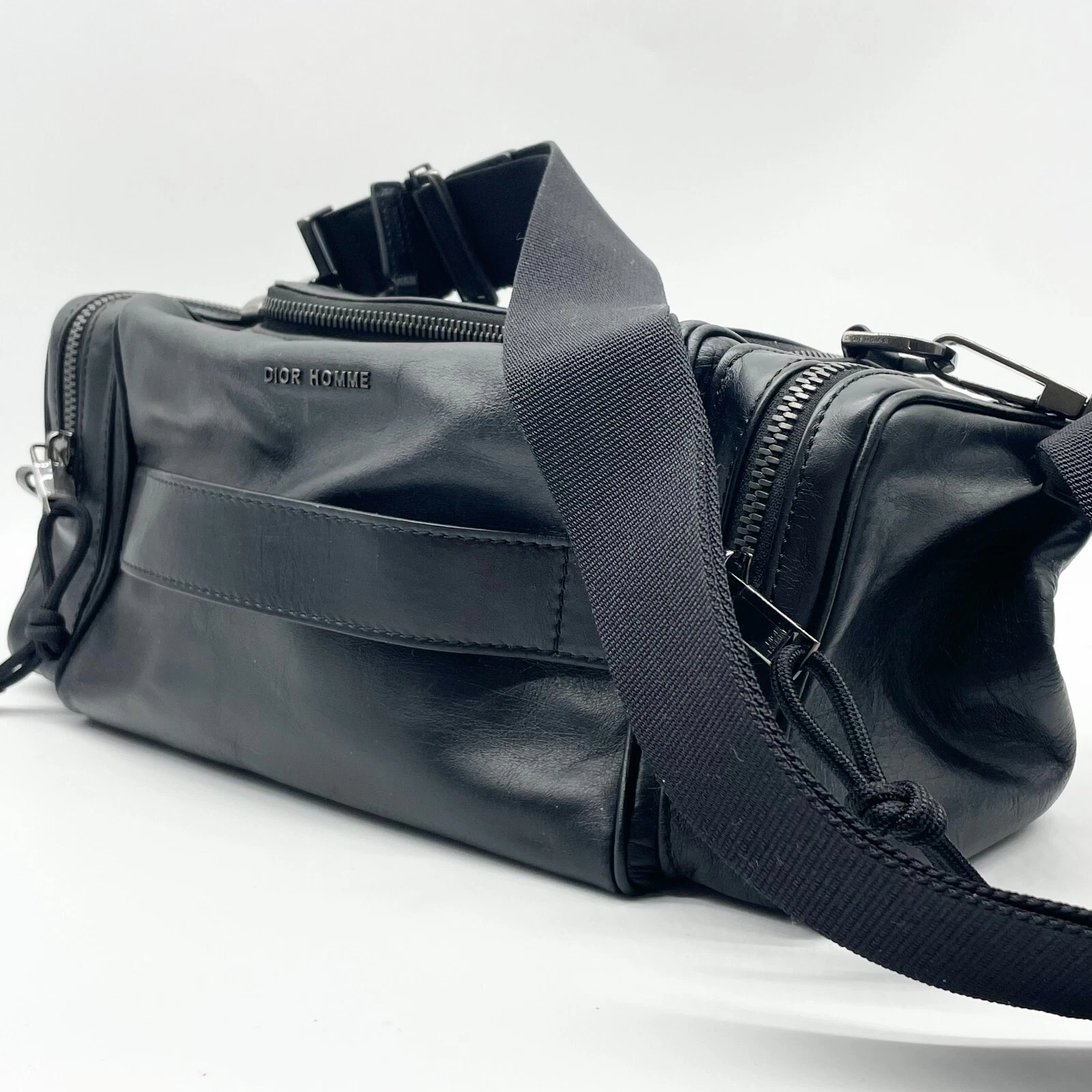 Sac à main Dior Homme 2 voies Boston Duffle bag noir épaule Y2K authentique