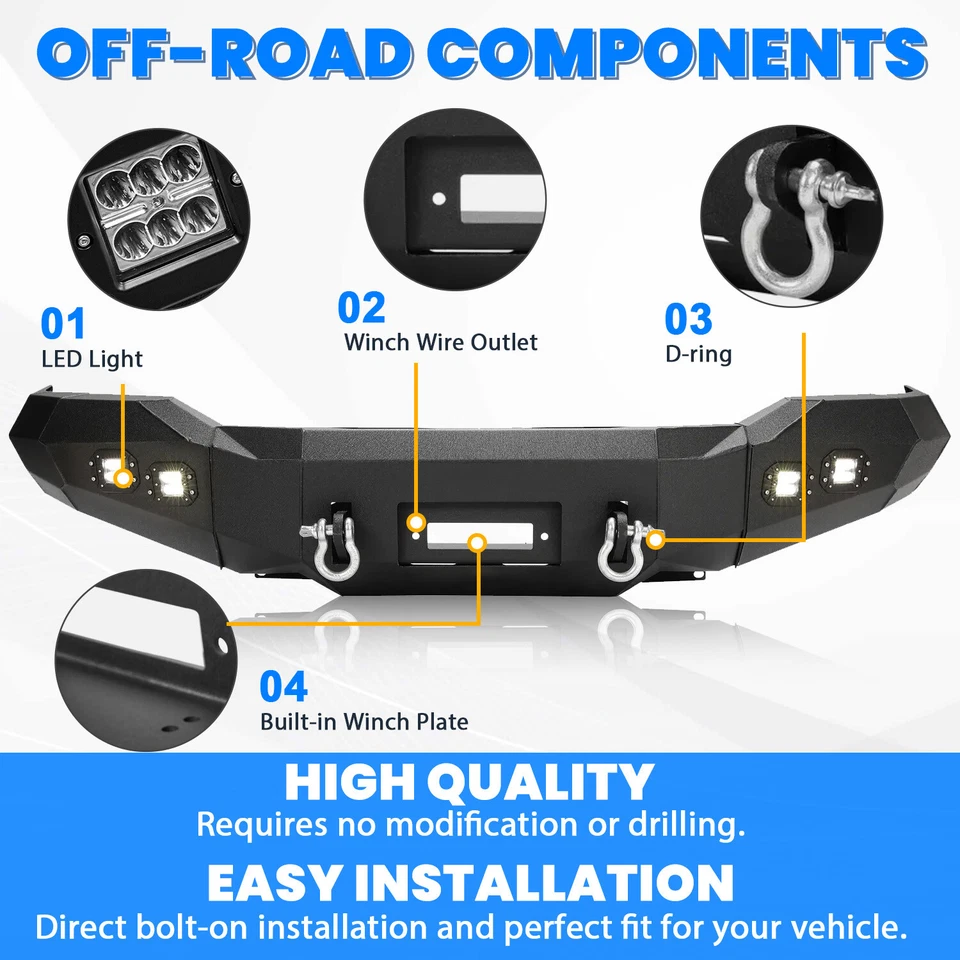 For Toyota Tundra 2007-2013 Front Bumper Steel Winch Ready Black Powder Foto 2 de 4