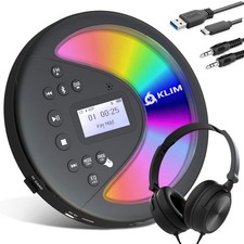 KLIM Discover with Headphones - Portable CD Player Walkman Black