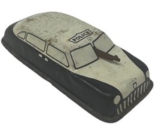 Vintage 1950s Japan Tin Litho Police Car Friction Toy Black White