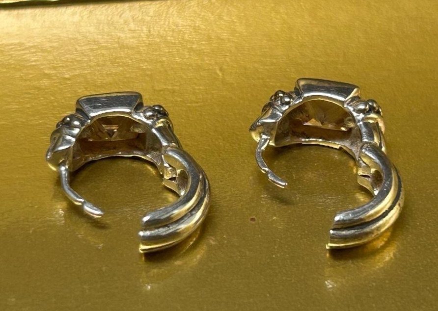 Sterling Silver Solid 925 Square Cut Citrine Pier… - image 2