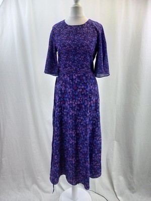 French Connection Bethany Verona Midi Dress Blue Purple Floral Size 10 BNWT