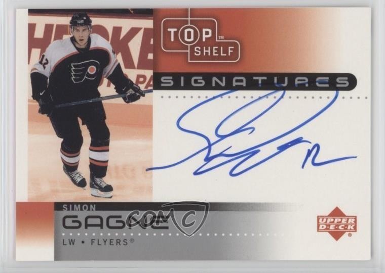 2002-03 Upper Deck Top Shelf Signatures Simon Gagne #SG Auto 17qs