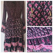 Little Miss Gypsy Indian Print Cotton Layered Midi Playdress S/M👇check