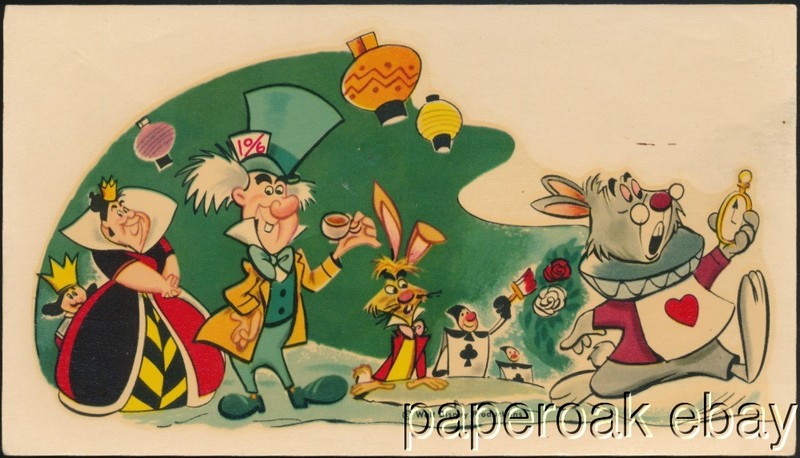 2 Original ca1951 Walt Disney's Alice In Wonderland What Appears to Be Decals