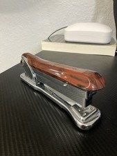 Ace Liner 502 Vintage Stapler Brown Swirl Marble Bakelite & Chrome Made In USA