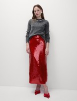 Marks & Spencer Womens Red Sequin Midaxi Pencil Women Skirt - M&S