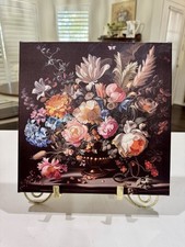 Vintage Flower Canvas Wall Art French Country Floral in Vase 12x12"