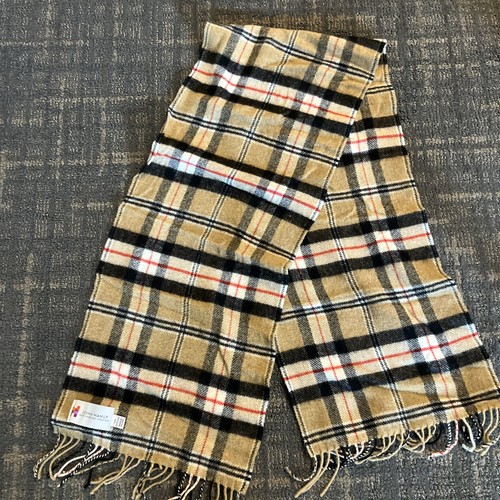 John Hanly 100% Lambswool Vintage Plaid Scarf Made In Ireland
