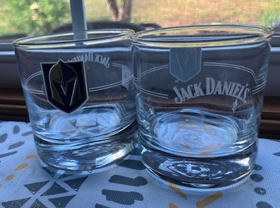 Jack Daniels Whiskey Las Vegas Golden Knights Old Fashion Rocks Glasses 3'' Set 2
