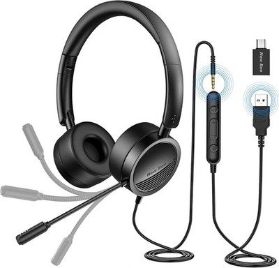 New Bee H360 USB 3,5mm Business Headset Klare Stereo-Sound Call Center Office