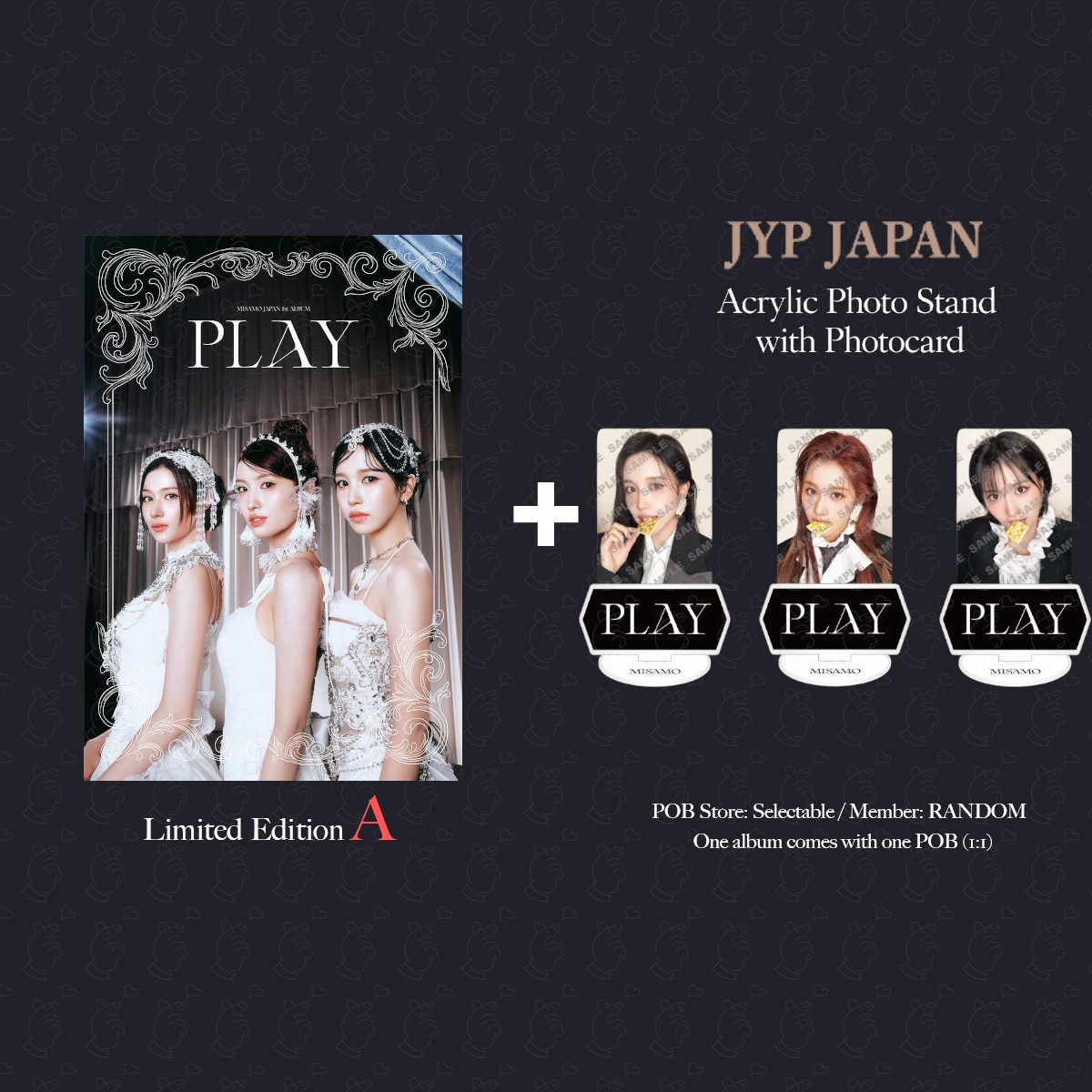 PRE MISAMO PLAY All album types POB JYP ONCE TOWER RECORDS HMV
