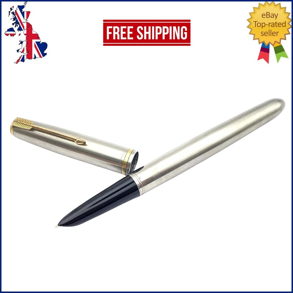 VINTAGE PARKER 51 FLIGHTER AEROMETRIC FOUNTAIN PEN 14K GOLD FINE NIB MADE IN USA