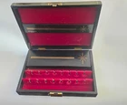 Black Leather Men's Jewelry Box Red Velvet Interior Vintage