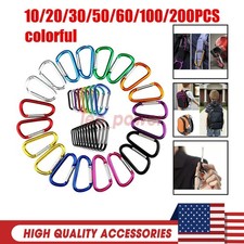 10/200 PCS Aluminum Carabiner D Shape Spring Clip Snap Key Hook Keychain Buckle
