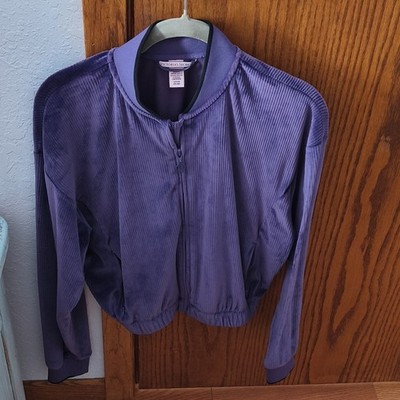 Victoria's Secret Women's Purple Short Jacket S Full Zip Elastic Waist Collared