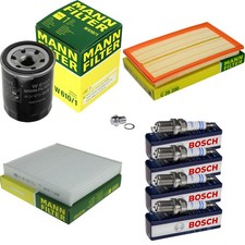 MANN Inspektionspaket Filterset BOSCH Zündkerzen für Suzuki SX4 S-Cross 1.6