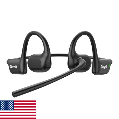 GREYOLK Bluetooth Headset w/Mic, Open Ear Headphones, Dual Connect, Noise Cancel
