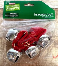 Christmas Bell Bracelet 8in With Red Adjustable Strap  Silver Bells