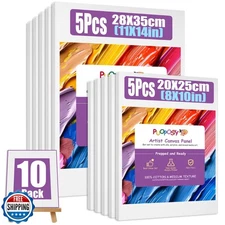 PUOPOSTY 10 Value Pack Stretched Canvas for Painting, Multi-Size（8x10, 11x14i