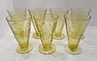 Vintage Amber Federal Madrid Depression Glass 10-ounce Footed Tumbler Set Of 7