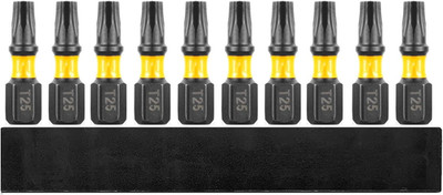 T25 Torx Screwdriver Bit Set, 10 Pieces, 1 Inch Long, 1/4 Inch Hex Shank