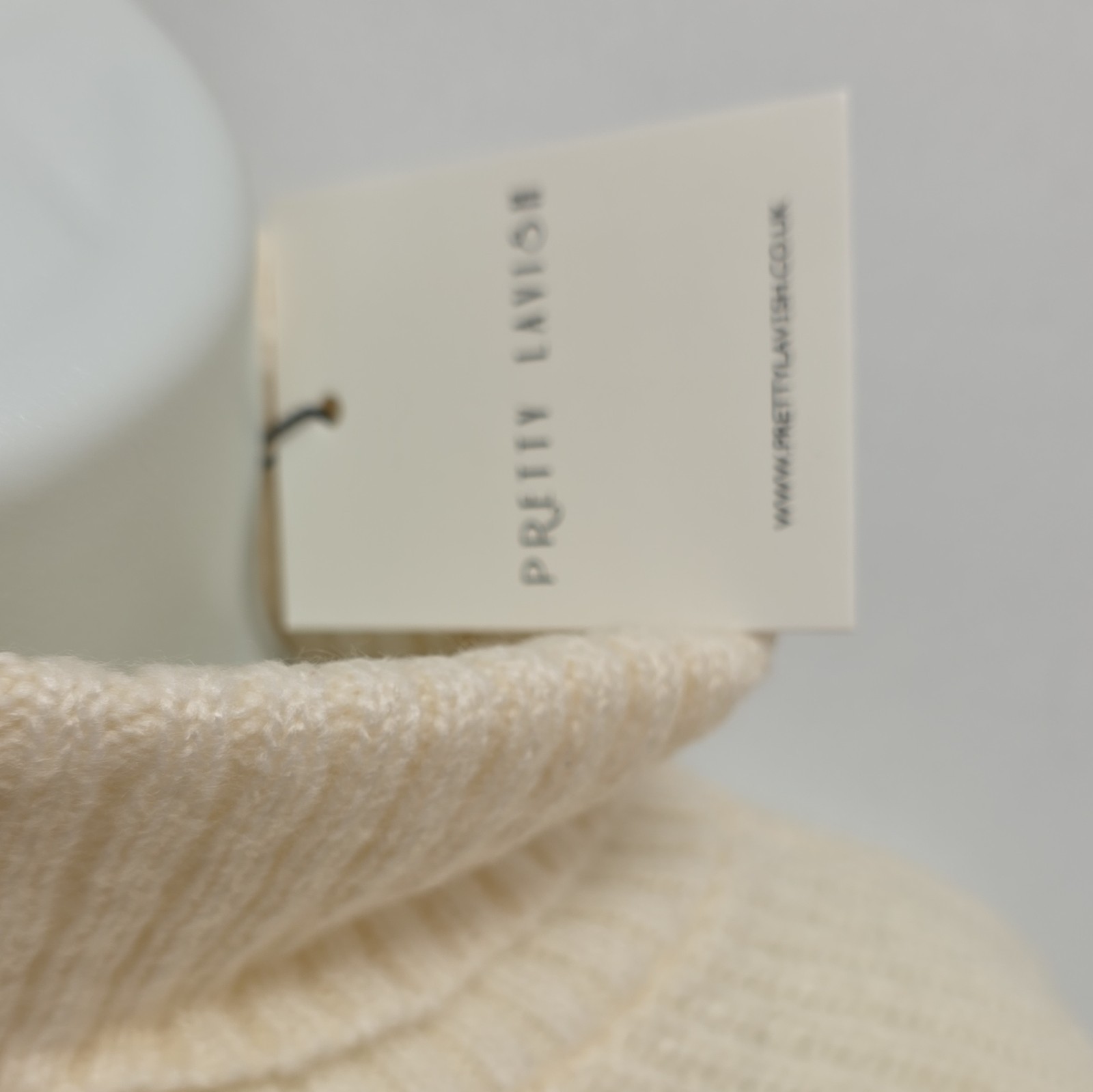 Pretty Lavish Cream Ribbed Knit Oversized Turtleneck Wool Jumper S/M image 5