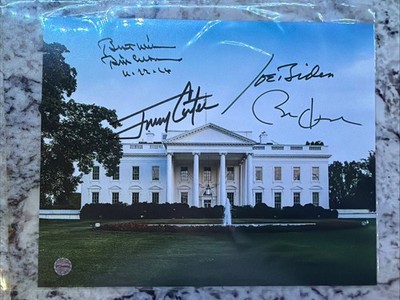 PRESIDENTS Multi Signed G BUSH BIDEN OBAMA Bill CLINTON CARTER 8X10 PHOTO W/COA