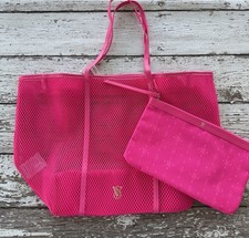 Victoria s Secret Mesh Tote Hot Pink Tote Shopper Weekender Beach Pool Bag