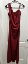 Windsor Burgundy One Shoulder Ruched Maxi Dress Side Slit Stretch Women’s M