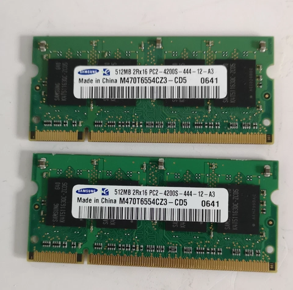 Samsung 1GB (2x 512MB) DDR2 SO-DIMM Laptop RAM – PC2-4200S 533MHz M470T6554CZ3 - Image 3 of 3