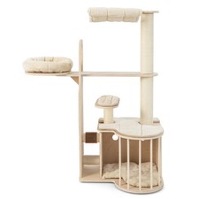 Multi-Layer Wooden Activity Center 55" Tall Cat Tree Tower w/Rest Condo 