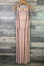 Monsoon Sonja Maxi Dress Size UK 20 Pink Beaded Embellished Wedding Event Party