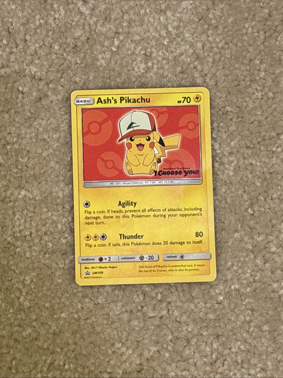 Pokémon TCG Ash's Pikachu SM109 Special Promo Card Mint Condition