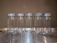Lot of 5 JUNIOR Vintage Glass Gerber Baby Food Jar Set Of Five With Metal Lids