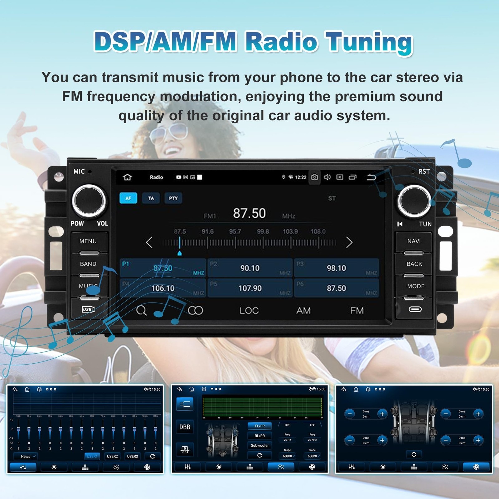 Android 13 Car Stereo for Jeep Wrangler, Chrysler, Dodge RAM 1500 - 7" Touch ... thumbnail 6