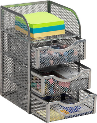 Desktop Accessory Storage, Paper Binder Clip Basket, Workspace, Office, Metal Me