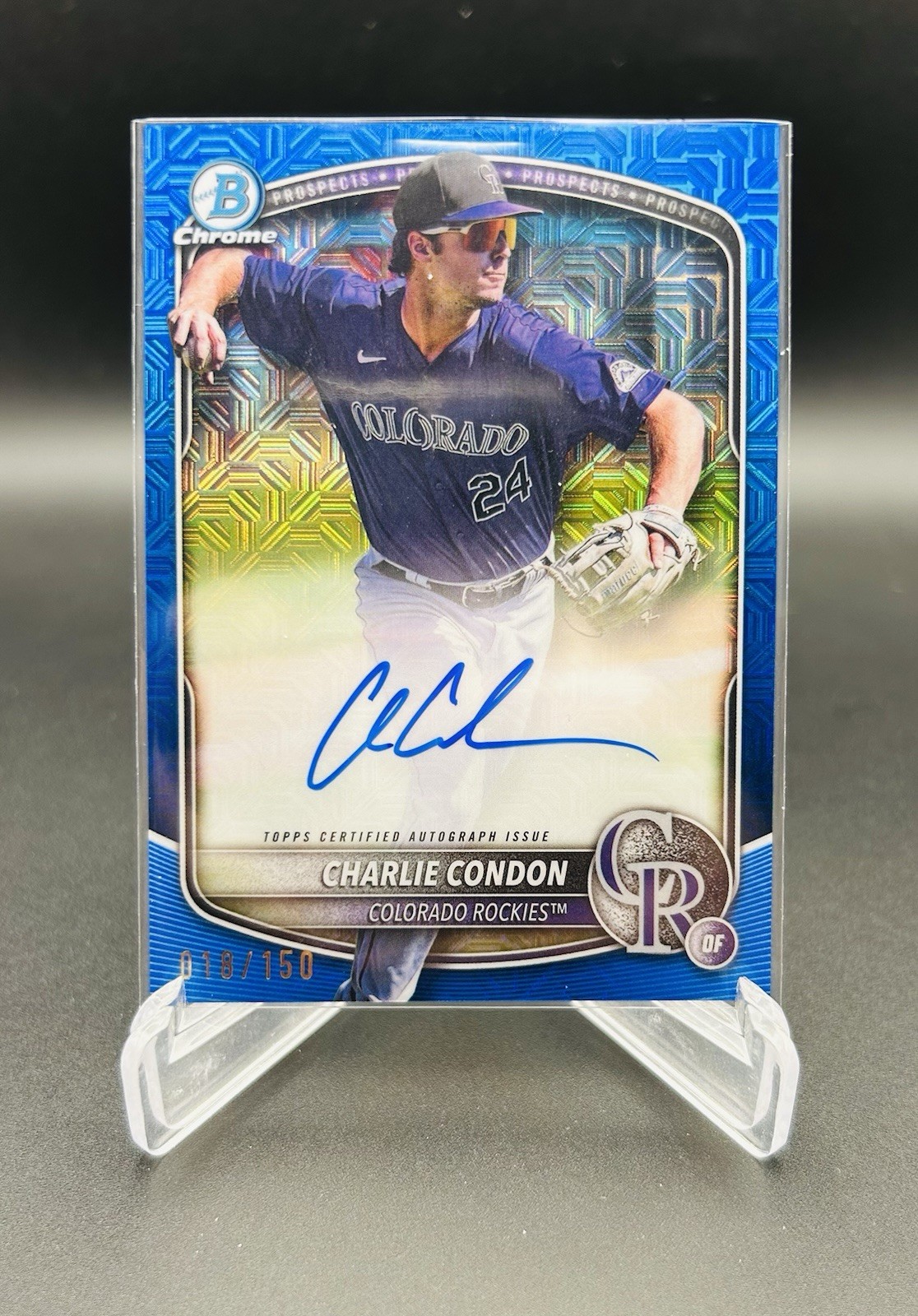 2025 Bowman Chrome Charlie Condon Blue Mojo Prospect Auto #BMA-CC /150 - Rockies