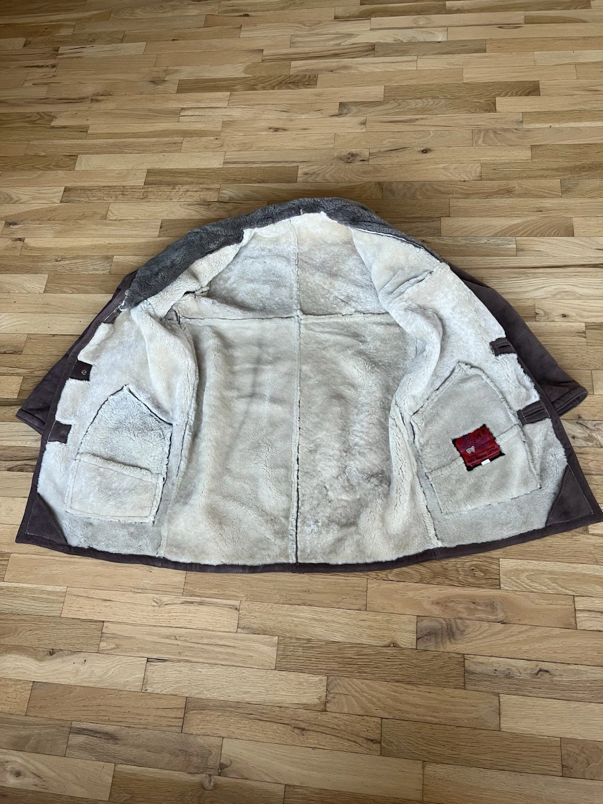 Vintage Norm Thompson Sheepskin Shearling Leather Coat 36 Large Brown Jacket image 3