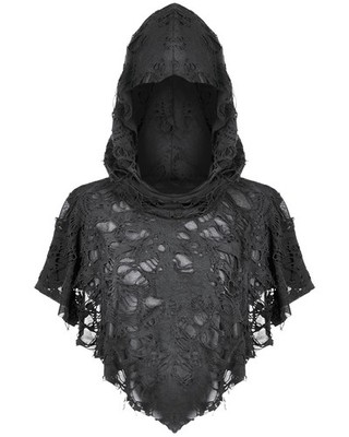 Dark In Love Damen Shredded Apocalyptic Punk Capelet mit Kapuze Shrug
