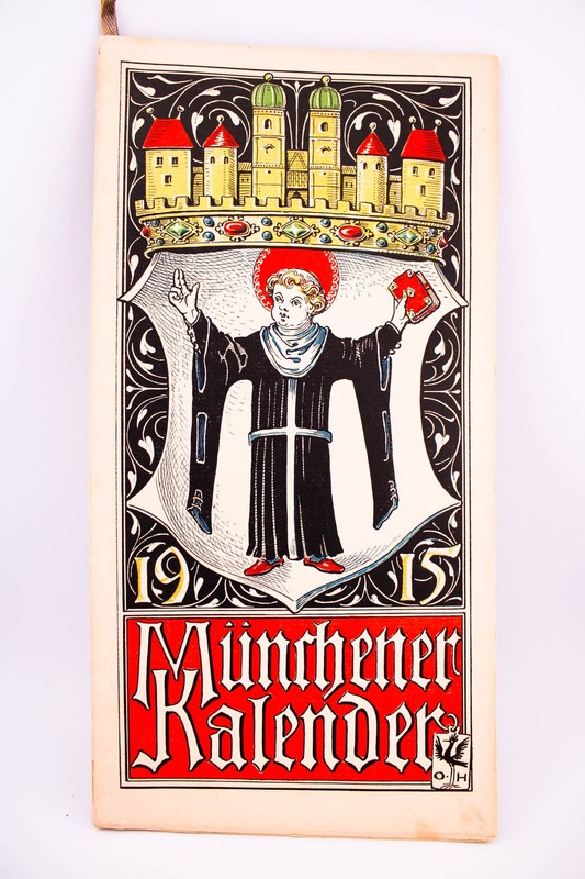 1915 GERMAN MUNICH OTTO HUPP ART PRINTS COAT OF ARMS CALANDER COMPLETE