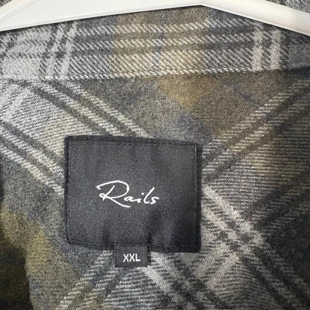 Rails Shirt Mens 2XL Forrest Charcoal Olive Grey Plaid Button Front Cotton - Image 3 of 4