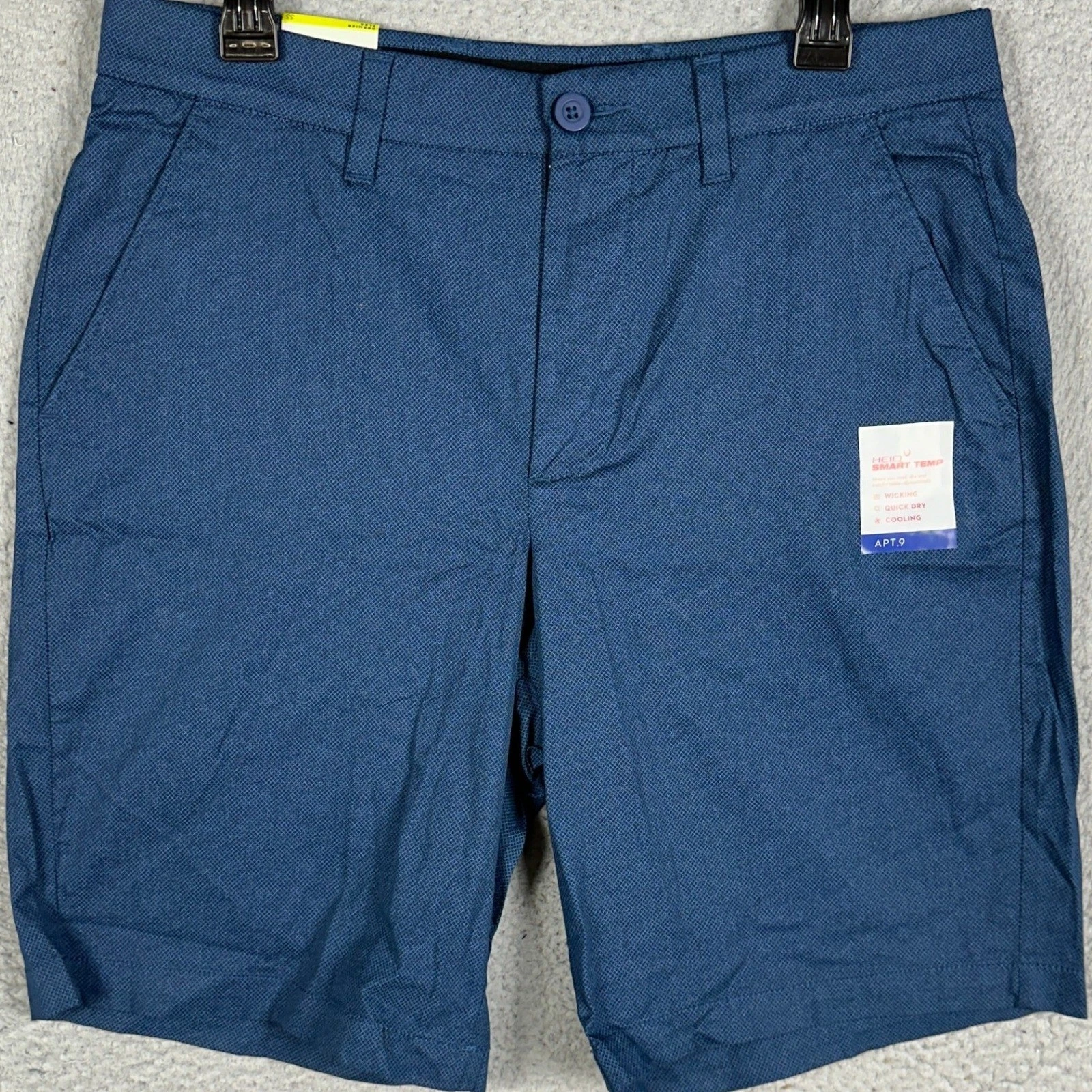 NEW Apt. 9 Shorts Mens 33 Blue Premier Flex Chino HeiQ Smart Temp Performance