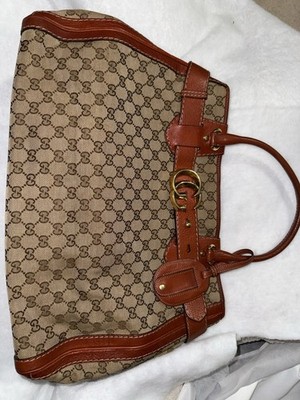 GUCCI GG Running Tote Bag, Leather Canvas, A4 Size Shoulder Strap GG Pattern