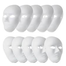 woshilaoDS 10 Pcs DIY Full Face Masks, Blank White 24cm 18.5cm 8.5cm,