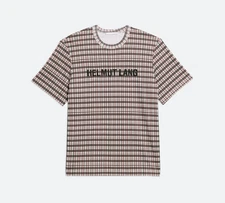 HELMUT LANG Shirt Mens Large Red Black Digital Check Logo Tee T-Shirt $225