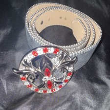 b.b. simon Womens Textured Bling Belt Silver/...