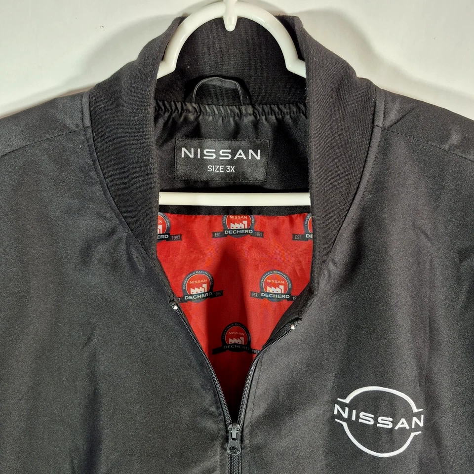 Chaqueta De Colección Nissan Decherd Para Hombre Negra Cremallera Completa Bordada Forrada 3XL XXL Foto 4 de 4