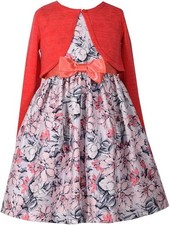 Bonnie Jean Girls Holiday Easter Coral Floral Sweater Cardigan Spring Outfit